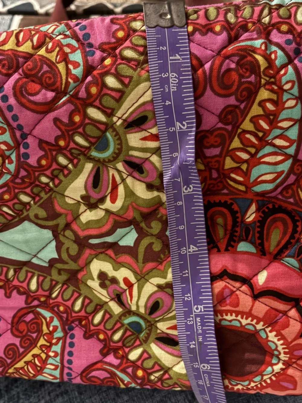 Vera Bradley Pink & Burgundy Paisley Quilted Travel Duffel - Picture 7 of 9